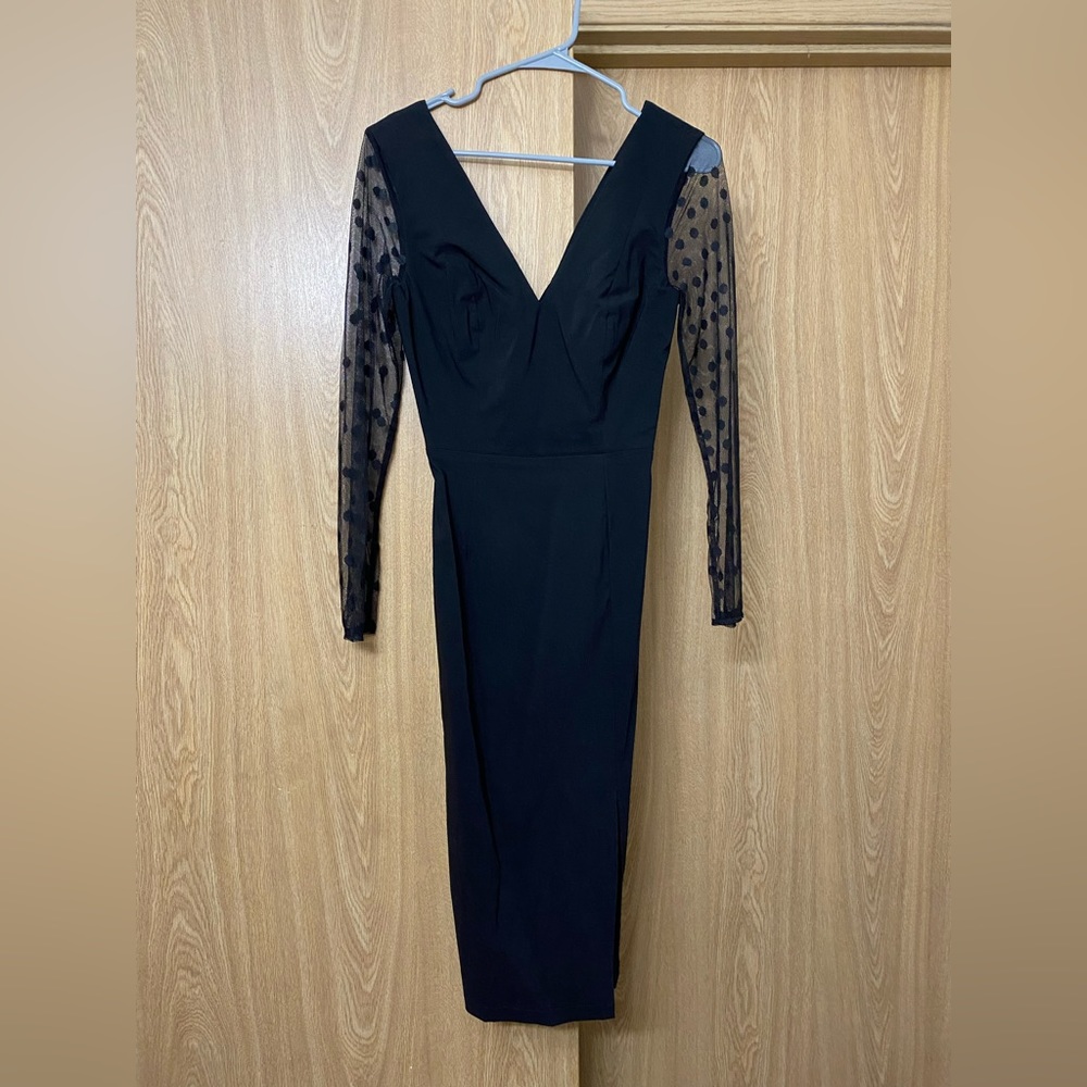 ModCloth Collectif Vintage Black Cocktail Dress with Polka Dot Mesh Sleeves